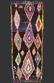 TM 2415, runner from the Gharb region east of Rabat with a pile made from fine industrial yarns + a design of concentric diamonds floating on a rare black background, Morocco, 1990s, 210 x 90 cm / 7' x 3', high resolution image + price on request